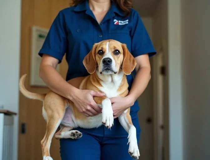 Technician respectfully transporting a deceased dog in Glen Iris